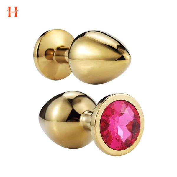 Anal Butt Plug Set Diamond Jeweled (Gold) - Image 2