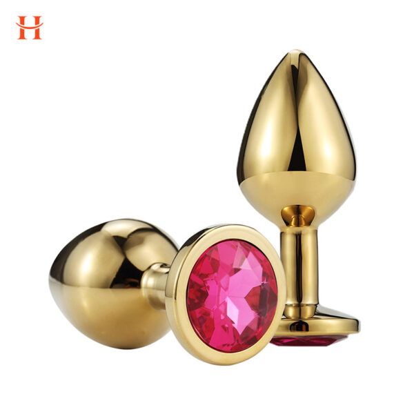 Anal Butt Plug Set Diamond Jeweled (Gold) - Image 3