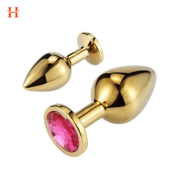 Anal Butt Plug Set Diamond Jeweled (Gold) - Image 5