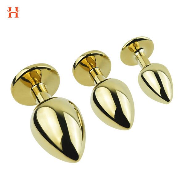 Anal Butt Plug Set Diamond Jeweled (Gold) - Image 6