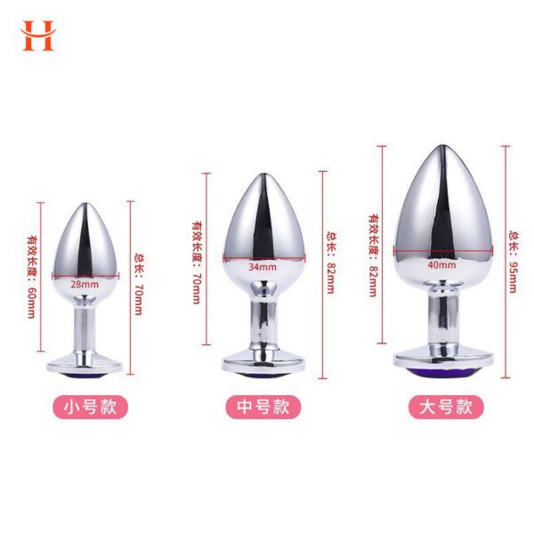 Anal Butt Plug Set Diamond Jeweled (Silver) - Image 7