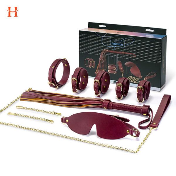 Roomfun - Wine Red Leather Bondage Set - Image 2