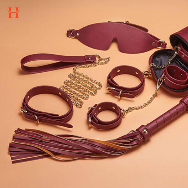 Roomfun - Wine Red Leather Bondage Set - Image 6