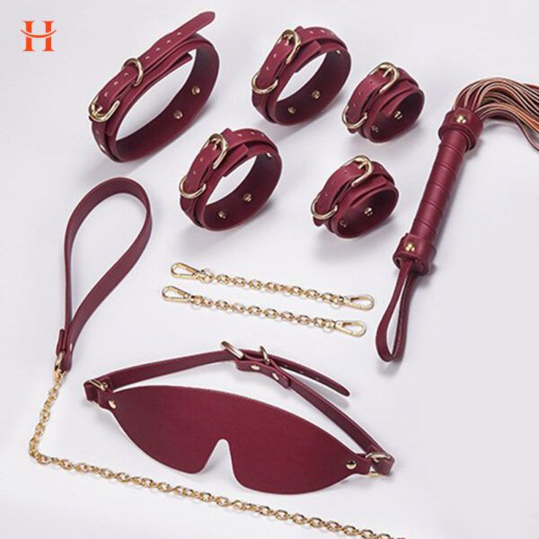 Roomfun - Wine Red Leather Bondage Set - Image 7