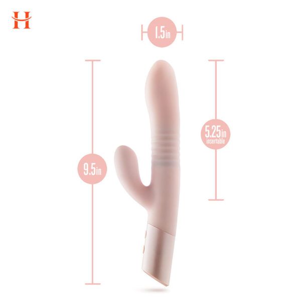 Blush - Fraya 9.5 Inch G Spot Clitoral Dual Stimulation Silicone Rabbit Vibrator With 10 Thrusting Vibrations - Image 7