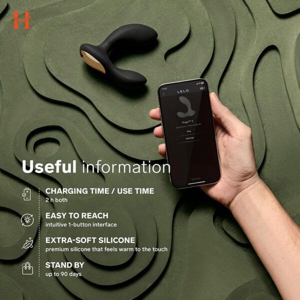 Lelo - Hugo 2 Rechargeable Waterproof Silicone App Controlled Prostate Massager - Image 4