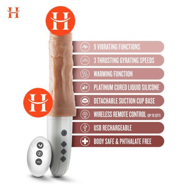 Blush - Dr. Skin Silicone - Dr. Hammer - 7 Inch Thrusting Dildo with Handle - Beige - Image 2