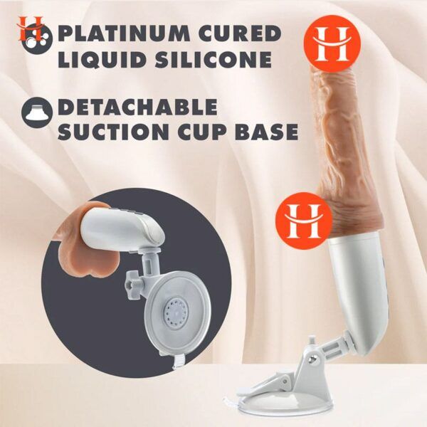 Blush - Dr. Skin Silicone - Dr. Hammer - 7 Inch Thrusting Dildo with Handle - Beige - Image 3
