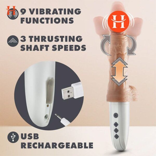 Blush - Dr. Skin Silicone - Dr. Hammer - 7 Inch Thrusting Dildo with Handle - Beige - Image 4